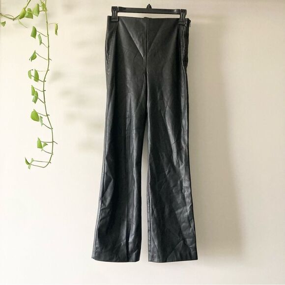 ZARA BLACK FAUX‎ LEATHER LEGGINGS - Picture 1 of 5